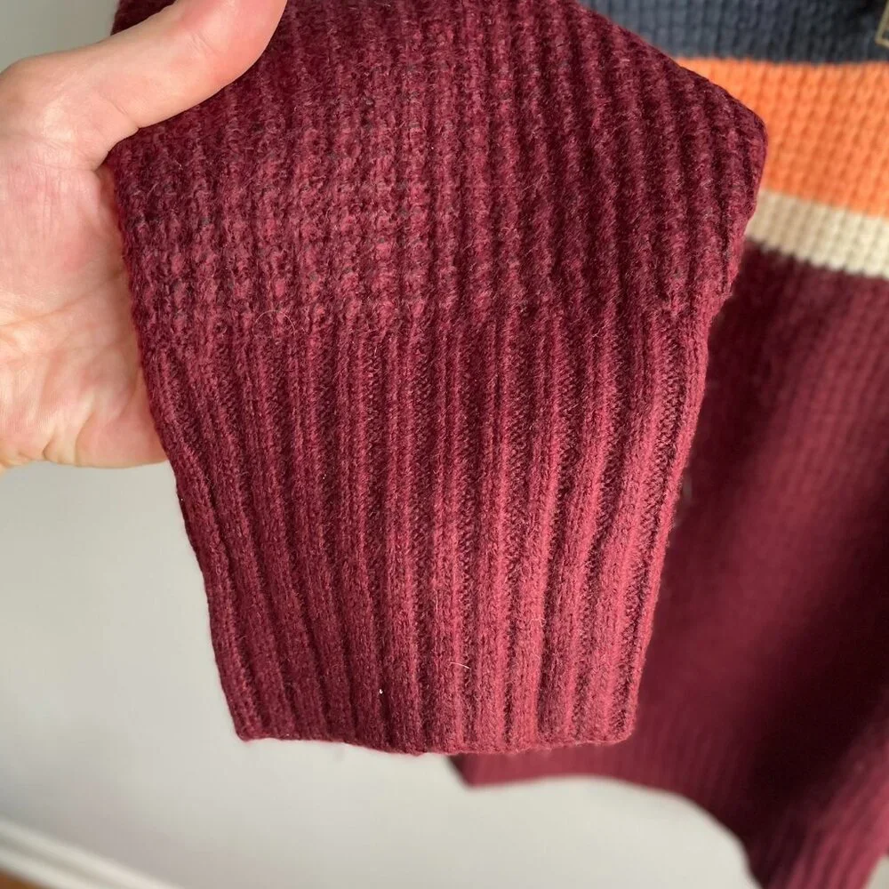 Goodfellow & Co - Men’s Striped Red & Blue Zip-Up Pullover Sweater - Men's XL​